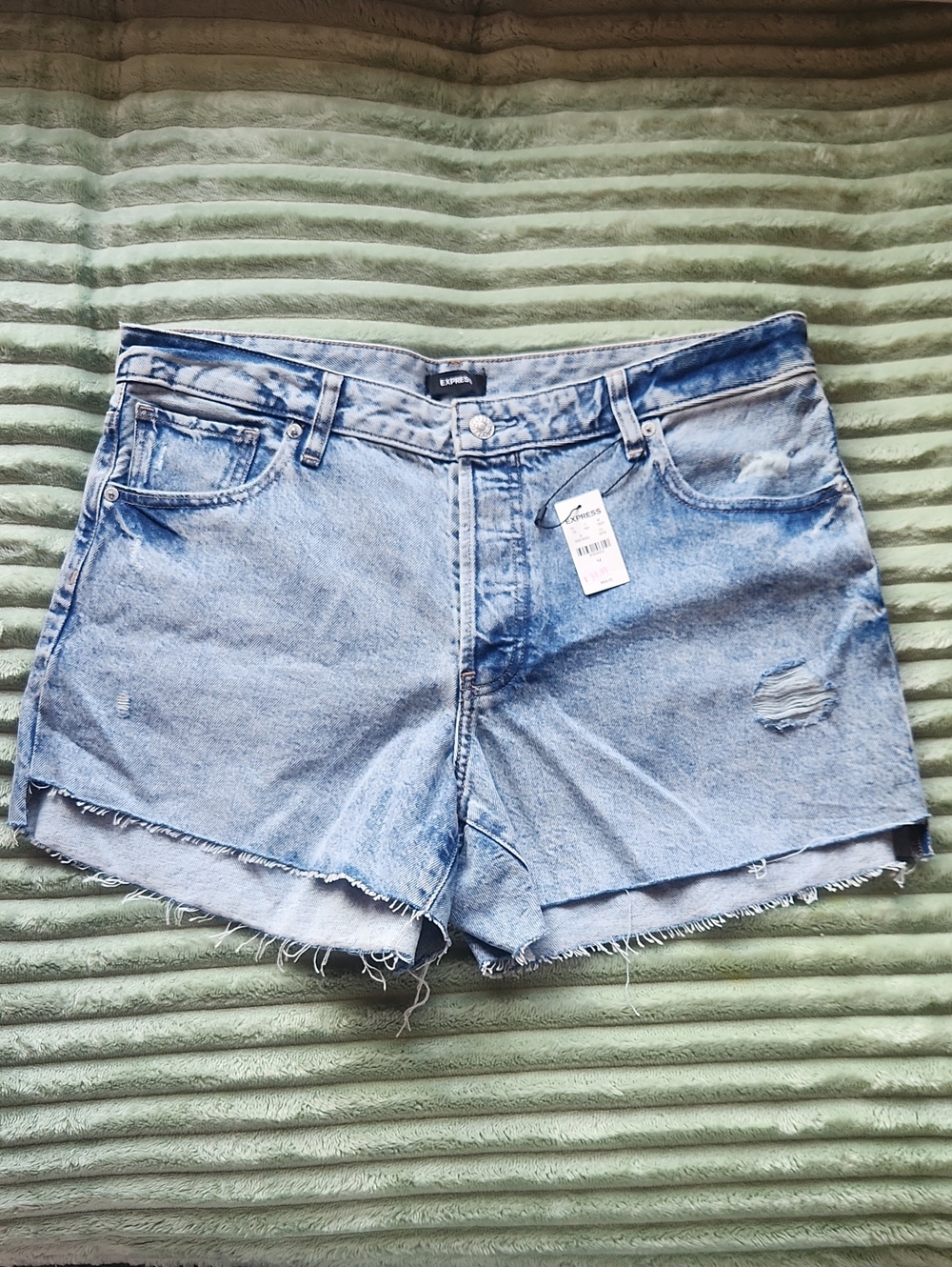 Express Light Wash Distressed Denim Cutoff Shorts